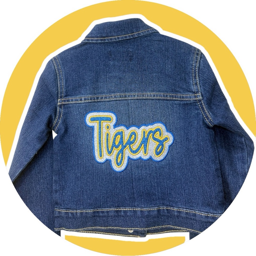 Place Blue Jean Jacket with Tigers Embroidery